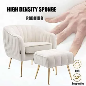 Altrobene Velvet Accent Chair with Ottoman Set for Home