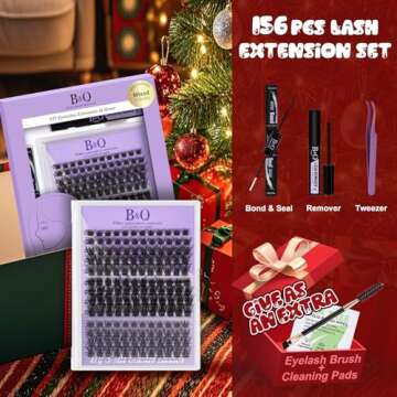 B&Qaugen Lash Extension Kit B01+B02+B19 Eyelash B&Q DIY 156 PCS Clusters 8-16mm Cluster Extensions w...
