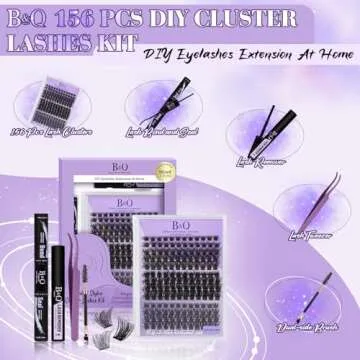 B&Qaugen Lash Extension Kit B01+B02+B19 Eyelash B&Q DIY 156 PCS Clusters 8-16mm Cluster Extensions with Bond and Seal Applicator Tool (Kit,Andromeda)