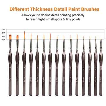 Detail Paint Brush Set,15Pcs Miniature Painting Brushes Kit,Professional Mini Fine Paint Brushes Set with Carrying Case,Suitable for Acrylic,Oil,Watercolor,Face,Nail,Scale Model Painting