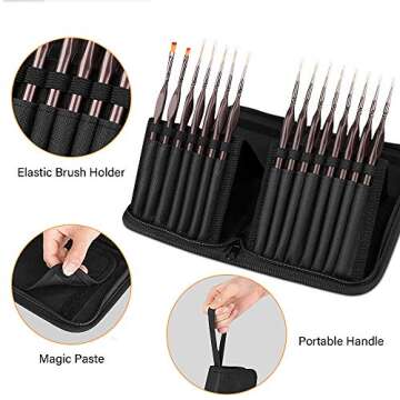 Detail Paint Brush Set,15Pcs Miniature Painting Brushes Kit,Professional Mini Fine Paint Brushes Set with Carrying Case,Suitable for Acrylic,Oil,Watercolor,Face,Nail,Scale Model Painting