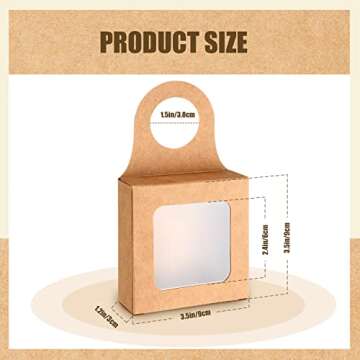 25 Count Kraft Paper Wine Bottle Box with Window Hanging Foldable Gift Boxes Wine Boxes for Gifts Empty Wine Bottles for Decoration Bottle Hanger Favor Box (Kraft Color, 3.5 x 3.5 x 1.2 Inches)