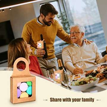 25 Count Kraft Paper Wine Bottle Box with Window Hanging Foldable Gift Boxes Wine Boxes for Gifts Empty Wine Bottles for Decoration Bottle Hanger Favor Box (Kraft Color, 3.5 x 3.5 x 1.2 Inches)