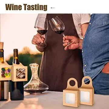 25 Count Kraft Paper Wine Bottle Box with Window Hanging Foldable Gift Boxes Wine Boxes for Gifts Empty Wine Bottles for Decoration Bottle Hanger Favor Box (Kraft Color, 3.5 x 3.5 x 1.2 Inches)