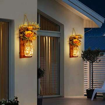 OurWarm Sunflower Wall Sconces - Rustic Decor with Lights