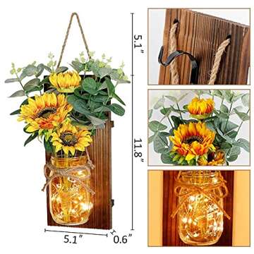OurWarm Sunflower Wall Sconces - Rustic Decor with Lights