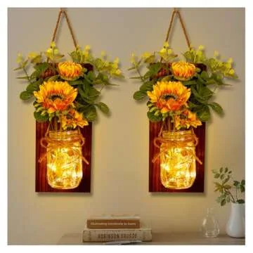 OurWarm Sunflower Wall Sconces - Rustic Decor with Lights