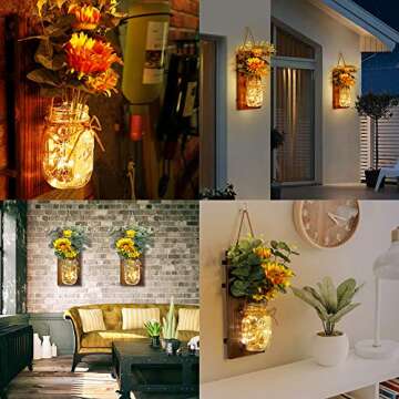 OurWarm Sunflower Wall Sconces - Rustic Decor with Lights