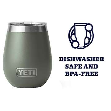 YETI Rambler 10 oz Wine Tumbler, Vacuum Insulated, Stainless Steel with MagSlider Lid, Camp Green