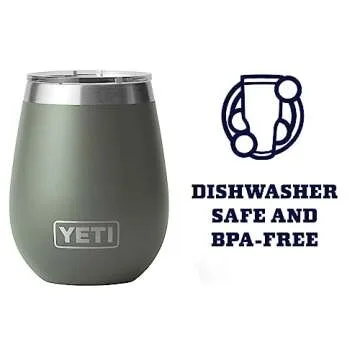 YETI Rambler 10 oz Wine Tumbler, Vacuum Insulated, Stainless Steel with MagSlider Lid, Camp Green