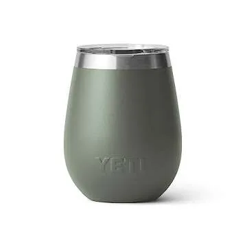 YETI Rambler 10 oz Wine Tumbler, Vacuum Insulated, Stainless Steel with MagSlider Lid, Camp Green