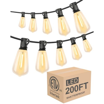 bulbeats 200FT Waterproof Vintage LED String Lights