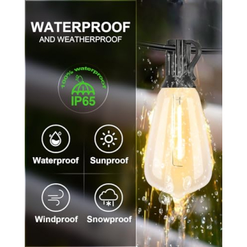 bulbeats 200FT Waterproof Vintage LED String Lights