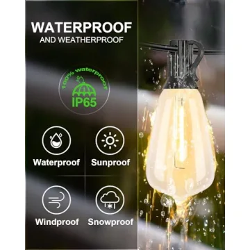 bulbeats 200FT Waterproof Vintage LED String Lights