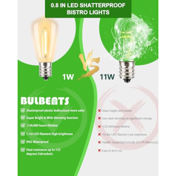 bulbeats 200FT Waterproof Vintage LED String Lights