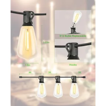 bulbeats 200FT Waterproof Vintage LED String Lights