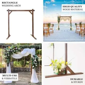 Efavormart 7FT Rustic Square Wedding Arch Wooden Backdrop Stand, Wedding Ceremony Arch - Brown