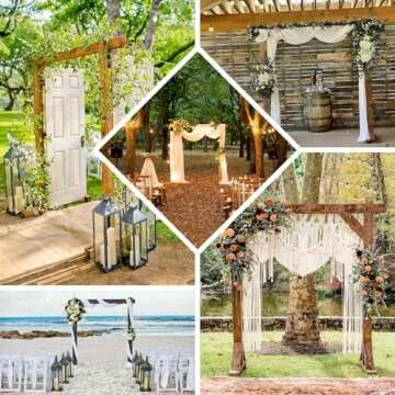Efavormart 7FT Rustic Square Wedding Arch Wooden Backdrop Stand, Wedding Ceremony Arch - Brown