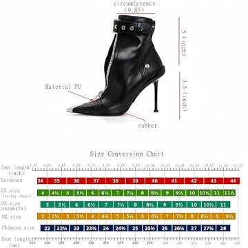 CAGLGLZ Women's Stylish Metal Pointe Toe Heel Boots