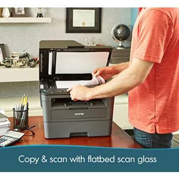 Brother DCP-L2550DWB All-in-One Wireless Monochrome Laser Printer - Print Scan Copy - 2400 x 600 dpi, 36 ppm, 128MB Memory, 250-Sheet, 50-Sheet ADF, Automatic Duplex Printing, CBMOUN Printer Cable