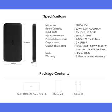 Xiaomi 2-Pack 10000mAh Portable Charger - Fast & Dual USB