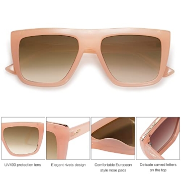 Trendy SOJOS Flat Top Sunglasses UV400 Protection