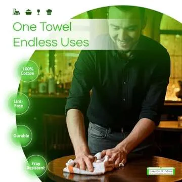 Towels N More 24 Pack 16x19 Bar Mop Towels - Gold Stripe Absorbent Cotton Kitchen Towels - Quick Dry...