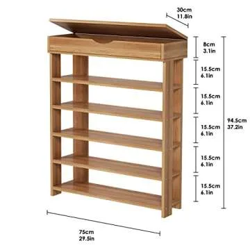 soges 5-Tier Wooden Shoe Rack with Storage Cabinet