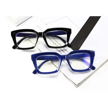 FEISEDY Retro Square Blue Light Blocking Reading Glasses