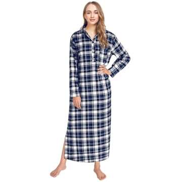 Latuza Plaid Flannel Nightgowns for Women - Cozy Style