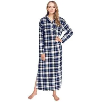 Latuza Plaid Flannel Nightgowns for Women - Cozy Style