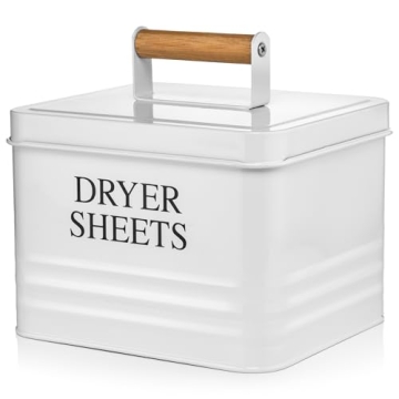 Calindiana Modern Farmhouse Metal Laundry Dryer Sheets Holder Fabric Softener Dispenser with Lid for...