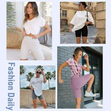 5 Pack Biker Shorts Women - 5"/8" High Waist Spandex Workout Yoga Running Athletic(Black/Navy/Dark Grey/Complexion/White,Plus)