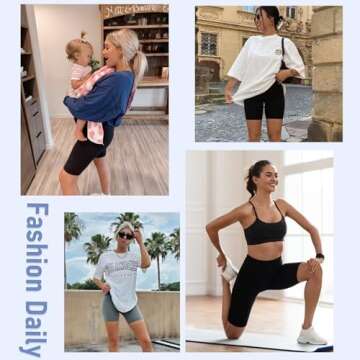 5 Pack Biker Shorts Women - 5"/8" High Waist Spandex Workout Yoga Running Athletic(Black/Navy/Dark Grey/Complexion/White,Plus)