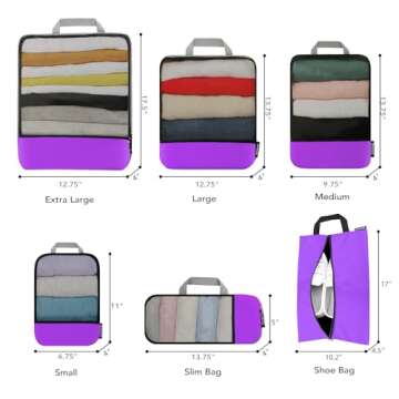 BAGAIL 4 Set/6 Set/8 Set Compression Packing Cubes Travel Accessories Expandable Packing Organizers(...