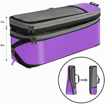 BAGAIL 4 Set/6 Set/8 Set Compression Packing Cubes Travel Accessories Expandable Packing Organizers(Purple HalfMesh 6 Set)