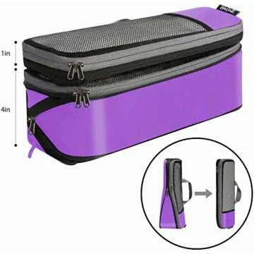 BAGAIL 4 Set/6 Set/8 Set Compression Packing Cubes Travel Accessories Expandable Packing Organizers(Purple HalfMesh 6 Set)