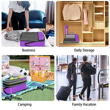 BAGAIL 4 Set/6 Set/8 Set Compression Packing Cubes Travel Accessories Expandable Packing Organizers(Purple HalfMesh 6 Set)