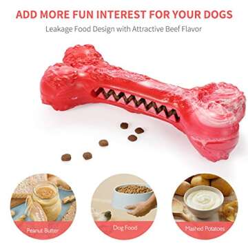 Dog Chew Toys for Aggressive Chewers, Durable Rubber Dog Bones Chew Toys, Interactive Tough Dog Toys...