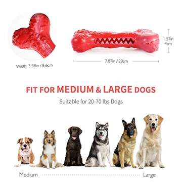 Dog Chew Toys for Aggressive Chewers, Durable Rubber Dog Bones Chew Toys, Interactive Tough Dog Toys for Large Medium Small Dog, Indestructible Dog Toy for Cleaning Teeth and Training (Large)