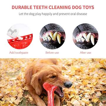 Dog Chew Toys for Aggressive Chewers, Durable Rubber Dog Bones Chew Toys, Interactive Tough Dog Toys for Large Medium Small Dog, Indestructible Dog Toy for Cleaning Teeth and Training (Large)