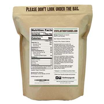 Anthony's Organic Cocoa Butter Wafers, 1 lb, Batch Tested Gluten Free, Non GMO, Keto Friendly