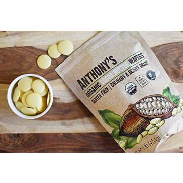 Anthony's Organic Cocoa Butter Wafers, 1 lb, Batch Tested Gluten Free, Non GMO, Keto Friendly