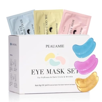 PEAUAMIE Under Eye Patches - 30 Pairs of Rejuvenating Gold and Hyaluronic Acid Eye Masks