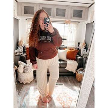 DACESLON Women's Wide Leg Comfy Pants Casual Loose Yoga High Waisted Cozy Lounge Pajama Palazzo with Pockets(Light Khaki,S)