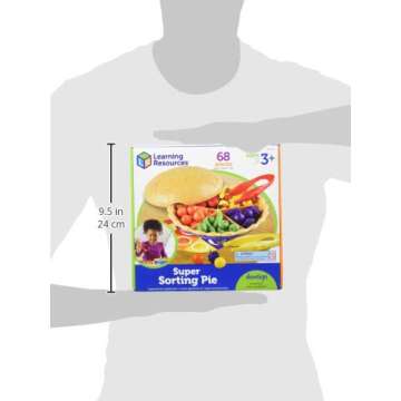Learning Resources Super Sorting Pie - 68 Pieces, Ages 3+ Toddler Fine Motor Toy, Preschool Learning Games, Develops Counting and Color Recognition, Pretend Play Food, Kids Tweezers