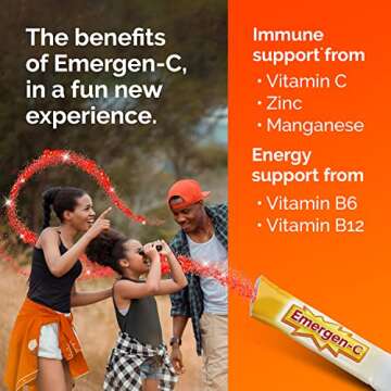 Emergen-C Kidz Crystals, On-The-Go Immune Support Supplement with Vitamin C, B Vitamins, Zinc and Manganese, Sparkly Strawberry - 28 Stick Packs
