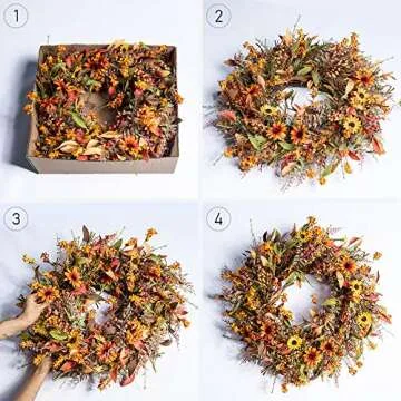 JINGHONG 24 Inch Fall Wreath for Door Premium Quality