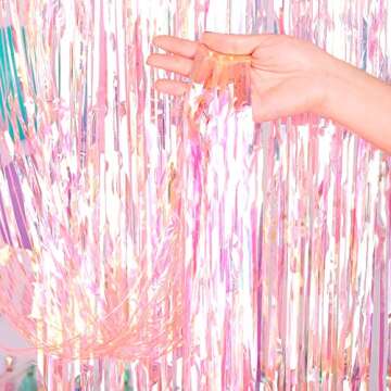 Dazzle Bright 2 Pack Backdrop Curtain, 3FT x 8FT Metallic Tinsel Foil Fringe Curtains Photo Booth Ba...