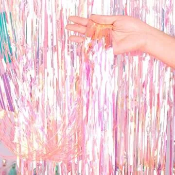 Dazzle Bright 2 Pack Backdrop Curtain, 3FT x 8FT Metallic Tinsel Foil Fringe Curtains Photo Booth Ba...